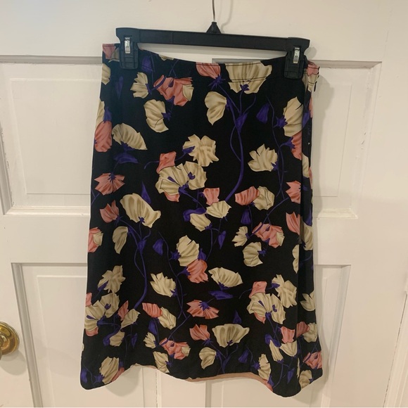 PRADA Vintage 2008 Resort Collection 100% Silk Floral Midi Skirt Size 42 - Picture 1 of 16